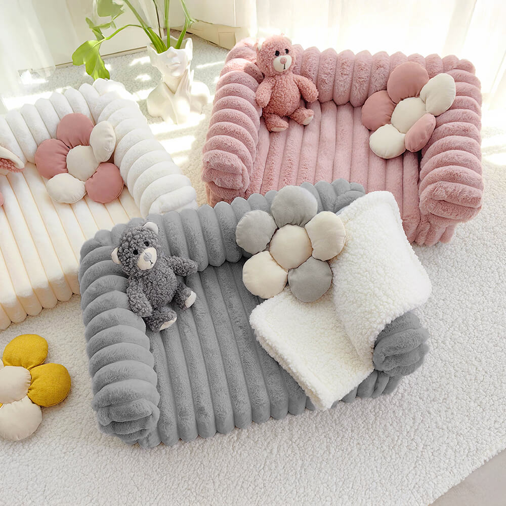 Canapé lit orthopédique pour chien et chat couleur crème moelleux et confortable - Image 11