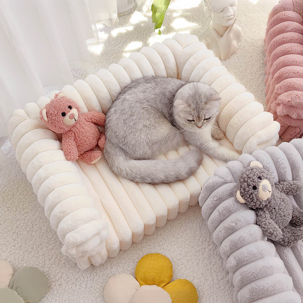 Canapé lit orthopédique pour chien et chat couleur crème moelleux et confortable - Image 3
