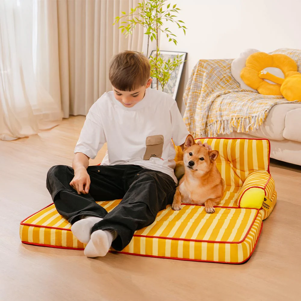 Canapé-lit pliable déperlant pour chien à rayures tendance - Sunny Siesta - Image 16