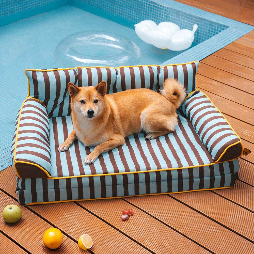 Canapé-lit pliable déperlant pour chien à rayures tendance - Sunny Siesta - Image 20