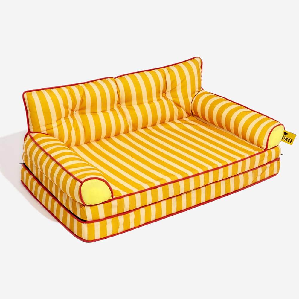 Canapé-lit pliable déperlant pour chien à rayures tendance - Sunny Siesta - Image 28