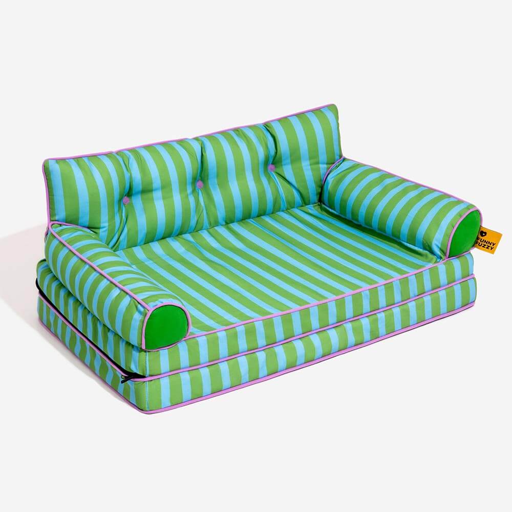 Canapé-lit pliable déperlant pour chien à rayures tendance - Sunny Siesta - Image 33