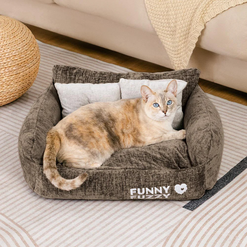 Canapé-lit pour chat en chenille vintage lavable et doux - Image 11