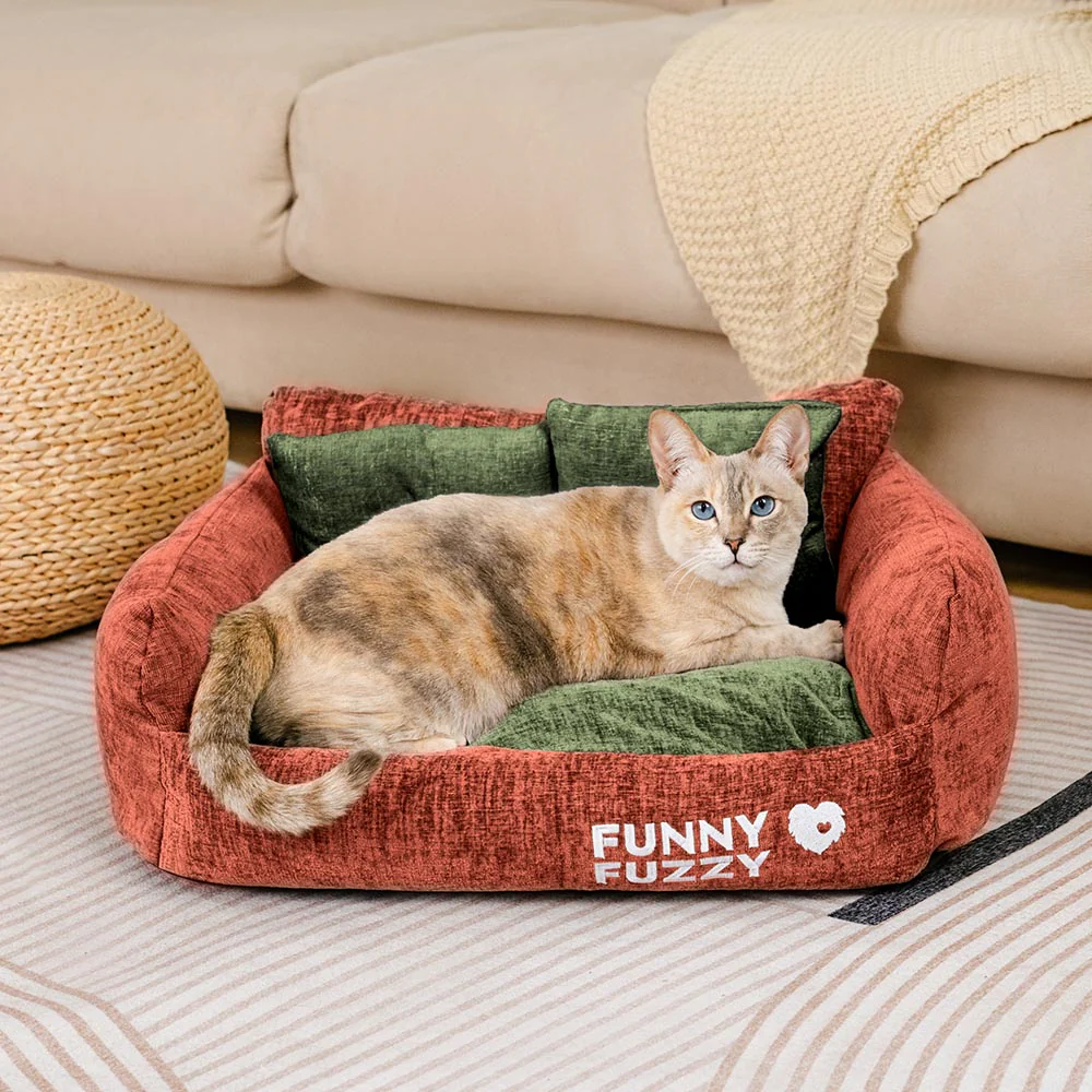 Canapé-lit pour chat en chenille vintage lavable et doux - Image 3