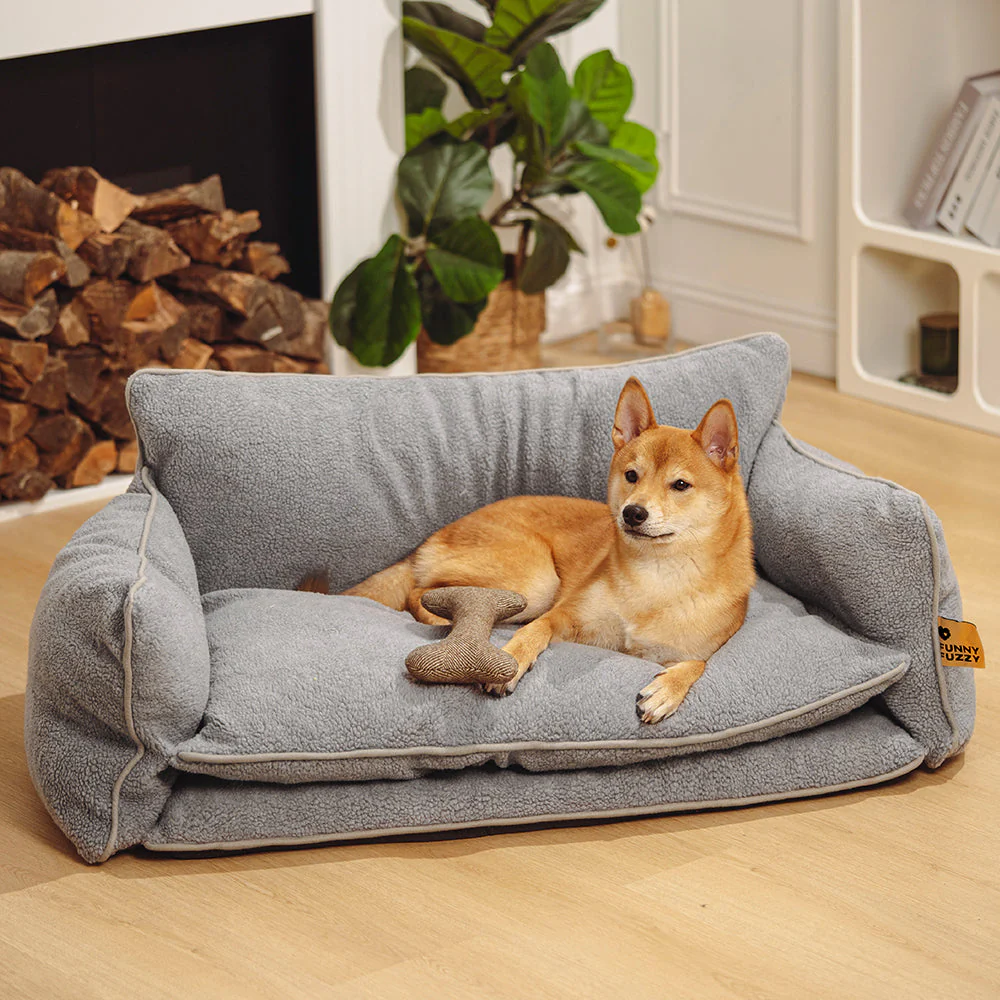 Canapé-lit rayé tendance en fausse laine d'agneau double couche pour animaux de compagnie - Image 10