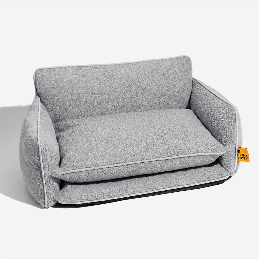 Canapé-lit rayé tendance en fausse laine d'agneau double couche pour animaux de compagnie - Image 11