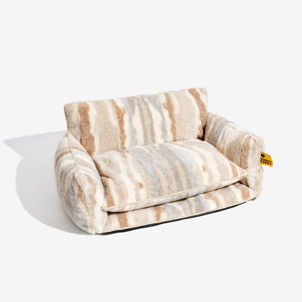 Canapé-lit rayé tendance en fausse laine d'agneau double couche pour animaux de compagnie - Image 12