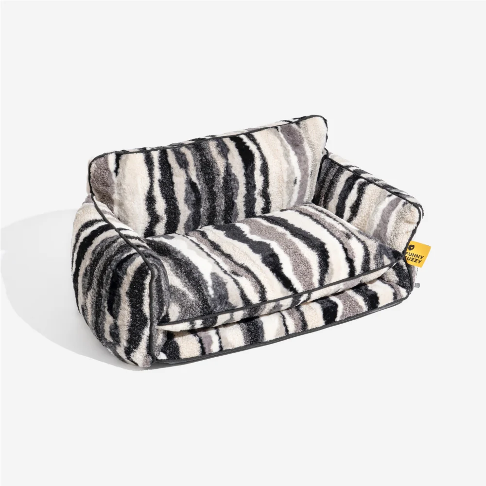 Canapé-lit rayé tendance en fausse laine d'agneau double couche pour animaux de compagnie - Image 13