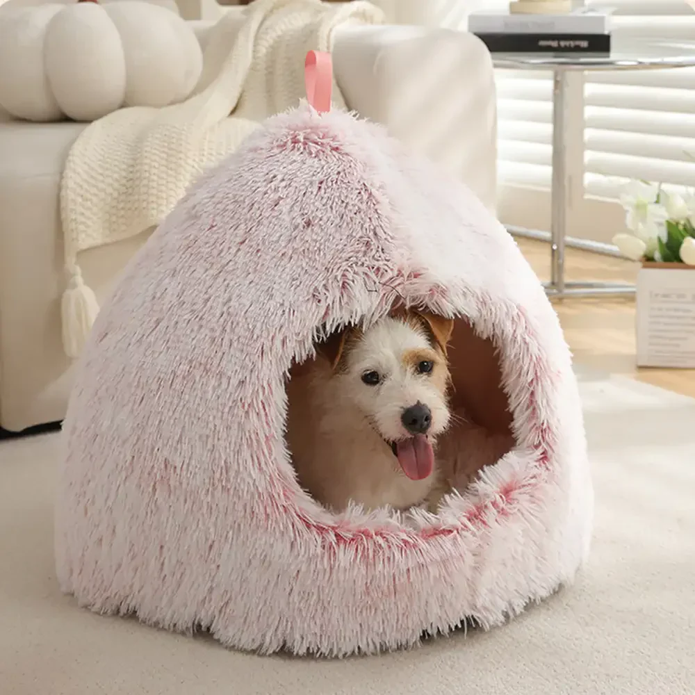 Caverne pour chat en peluche douillette et chaleureuse, lit pour chien - Image 8
