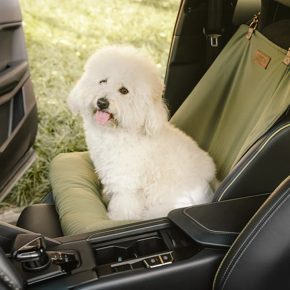 Coussin de voyage pour la sécurité arrière de siège unique pour chien de grande taille – Lit de voiture style échiquier - Image 4
