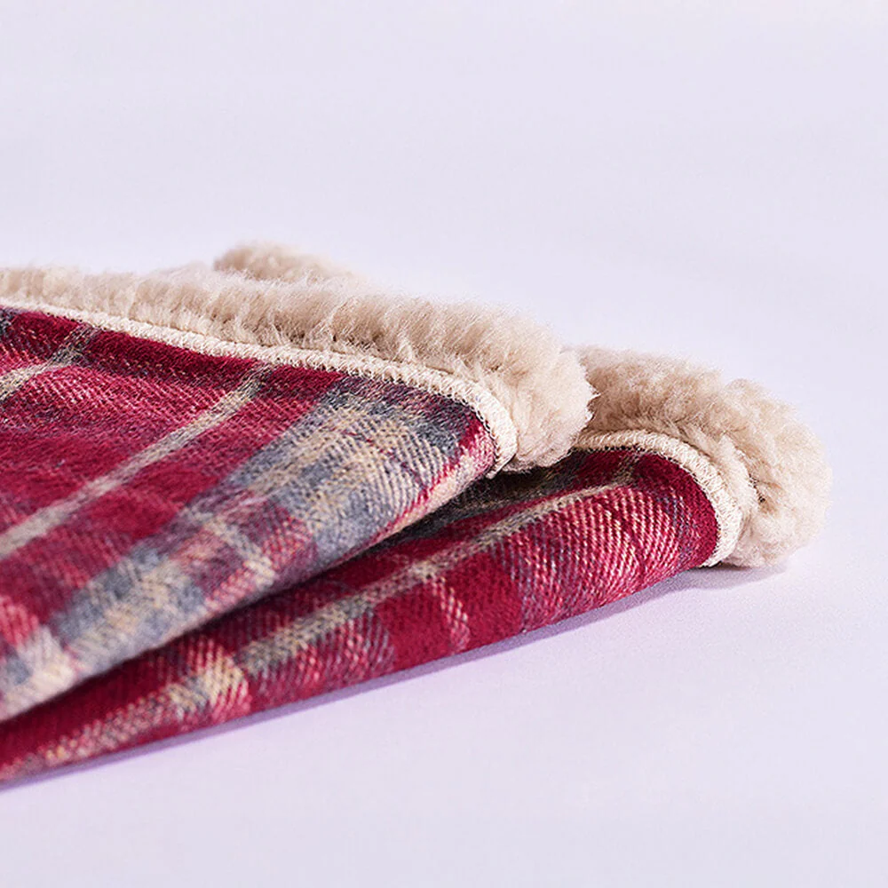 Couverture épaisse en polaire Sherpa à carreaux chaude et confortable pour chiens et chats - Image 12