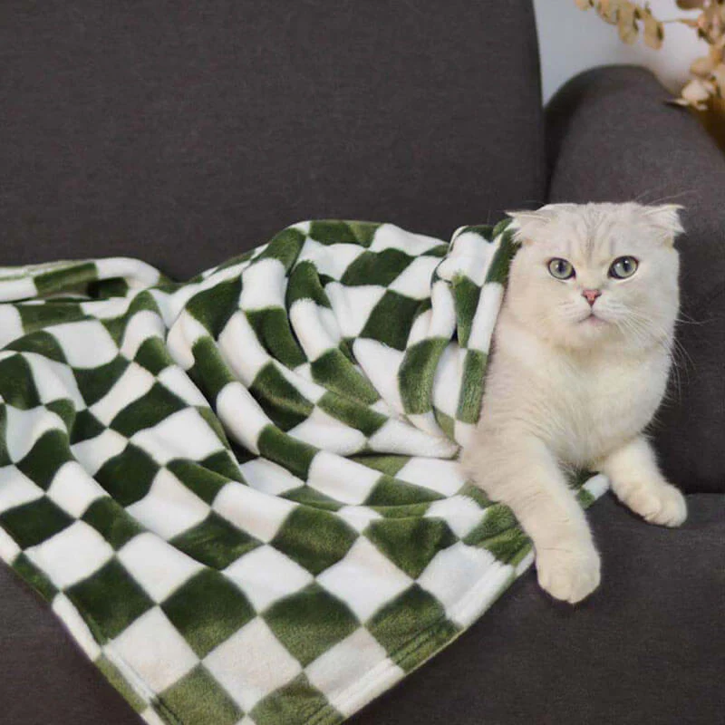 Couverture pour Chien et Chat en Flanelle à Carreaux Élégante - Image 3