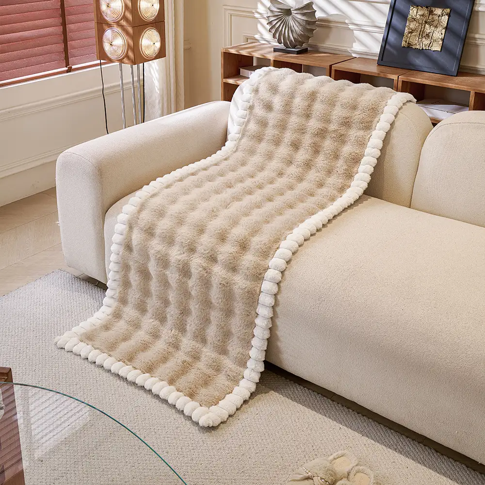 Couvre-canapé en peluche douce en faux lapin, épais, respectueux de la peau et antidérapant. - Image 10