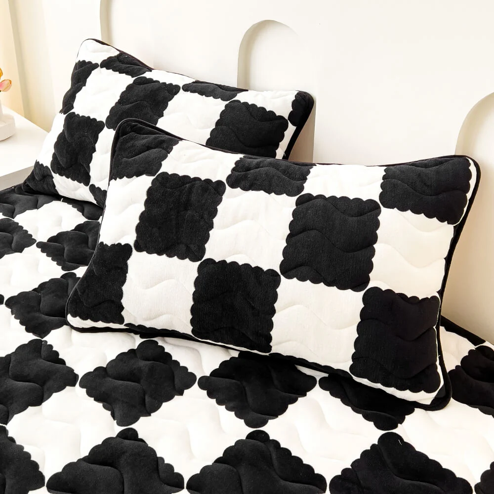 Housse de matelas en velours de lait à carreaux - Image 10