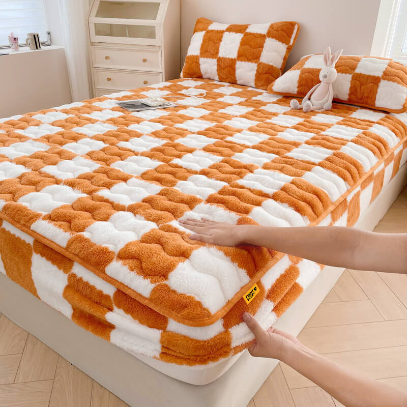 Housse de matelas en velours de lait à carreaux - Image 5