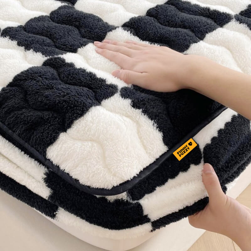 Housse de matelas en velours de lait à carreaux - Image 7