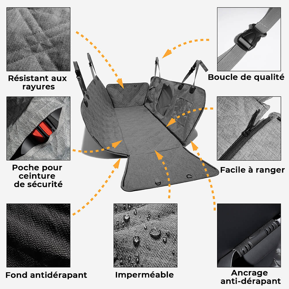 Protection-siège de voiture pour chien en tissu oxford imperméable et résistant aux rayures en tissu cationique - Image 7