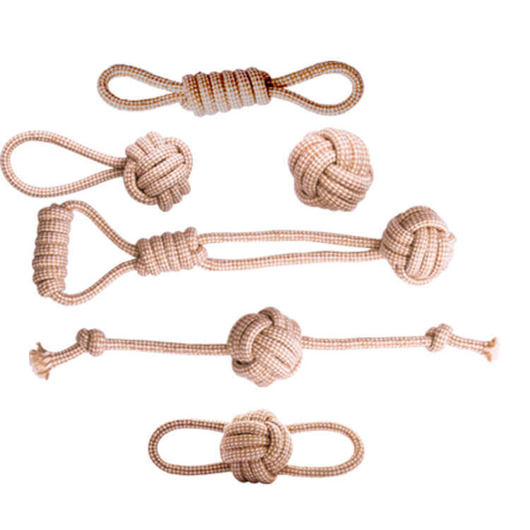 Ensemble de Jouets en Corde en Lin et Coton pour Chien Nettoyage des Dents Jouet à Mâcher Interactif - Image 4