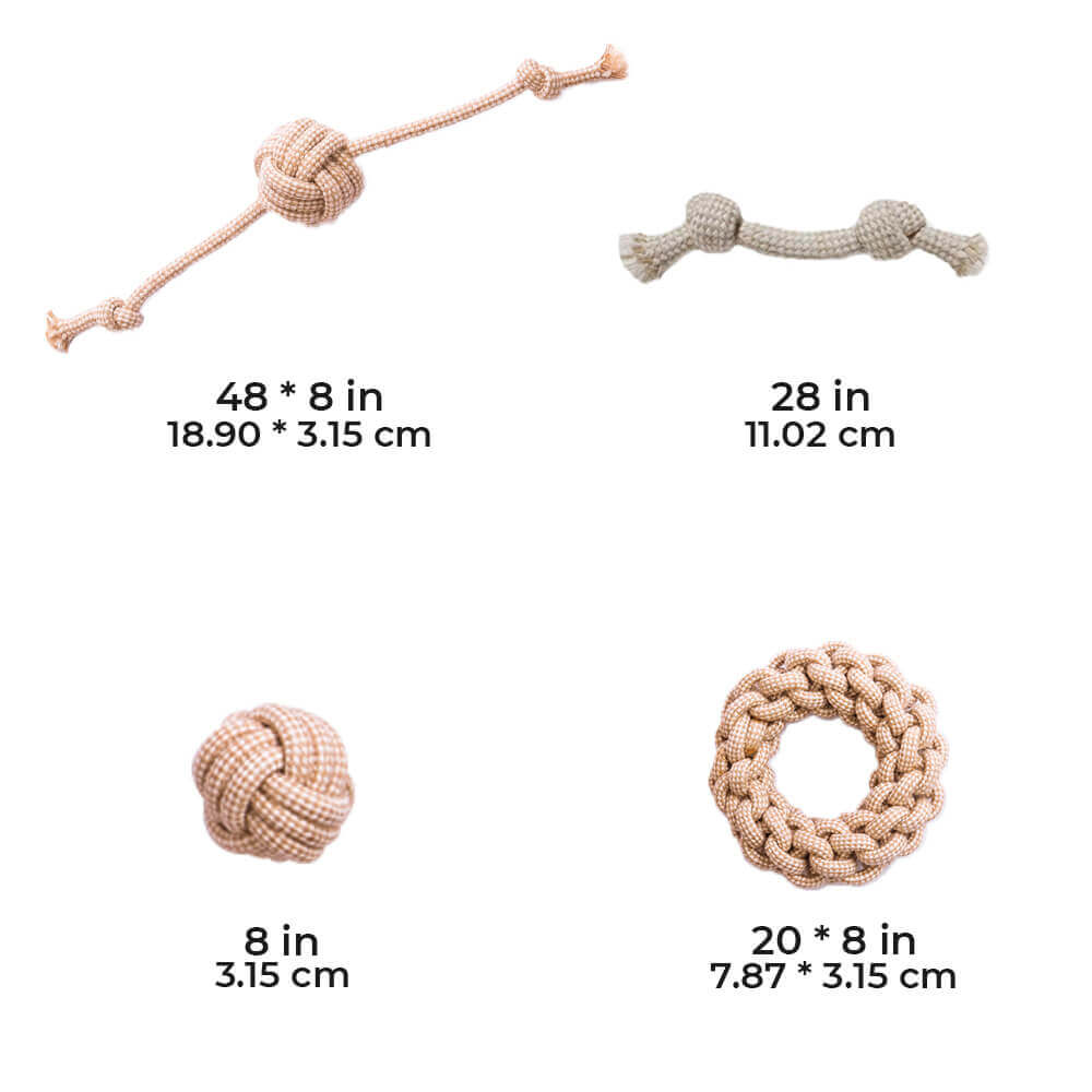 Ensemble de Jouets en Corde en Lin et Coton pour Chien Nettoyage des Dents Jouet à Mâcher Interactif - Image 7