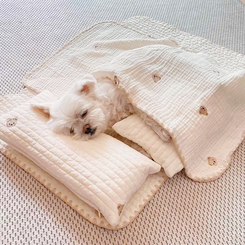 Ensemble de lits en coton brodé pour animaux de compagnie - Image 4