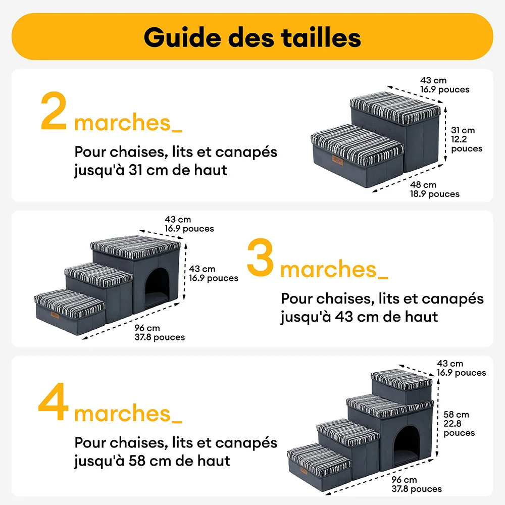 Escalier pour chien pliable avec rangement et condo - Funnyfuzzy SnugNest - Image 11