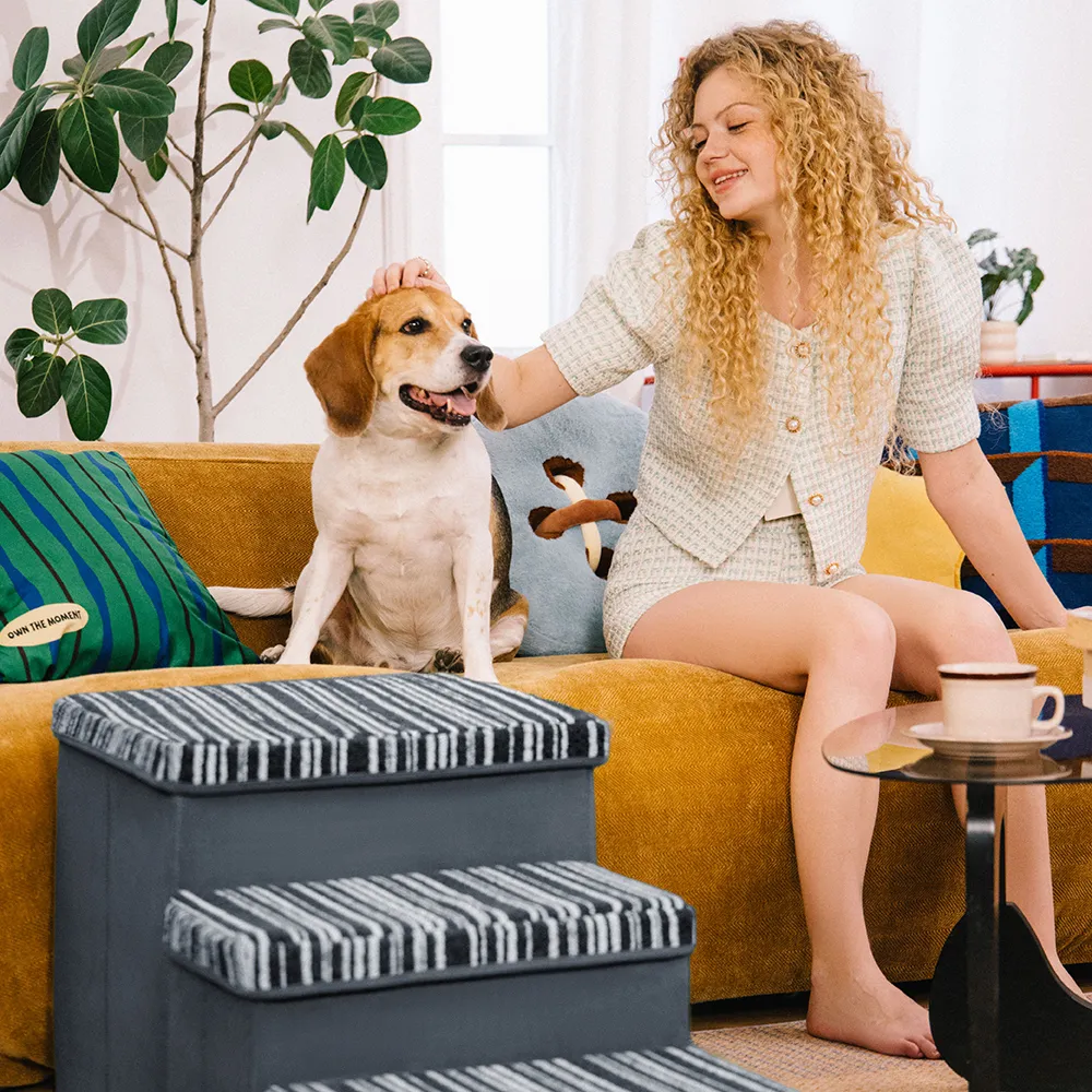 Escalier pour chien pliable avec rangement et condo - Funnyfuzzy SnugNest - Image 4
