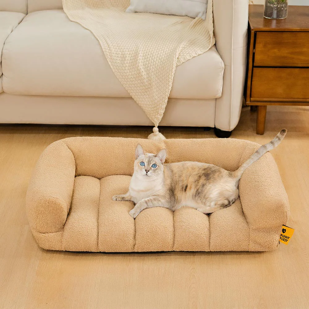 Grand coussin orthopédique pour chat avec appui-tête doux et confortable - Lit Napper Nuageux - Image 4