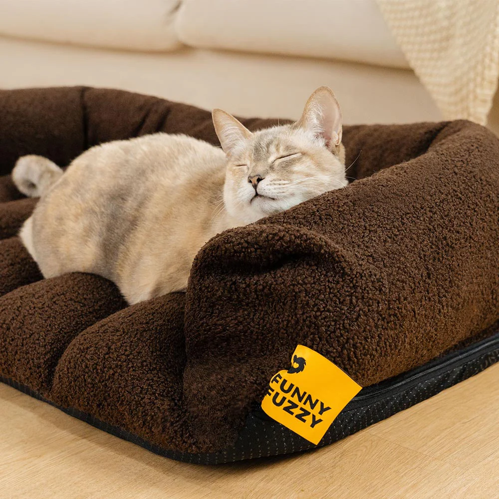 Grand coussin orthopédique pour chat avec appui-tête doux et confortable - Lit Napper Nuageux - Image 5
