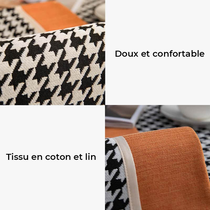 Housse de canapé antidérapante en chenille à imprimé pied-de-poule classique - Image 4