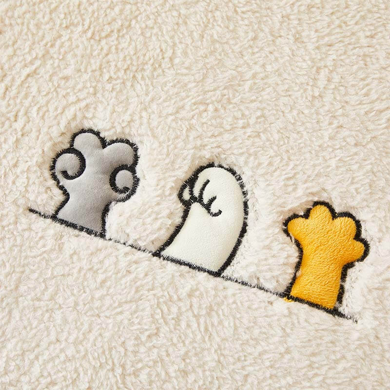 Housse de canapé antidérapante en laine polaire avec patte de chat - Image 5