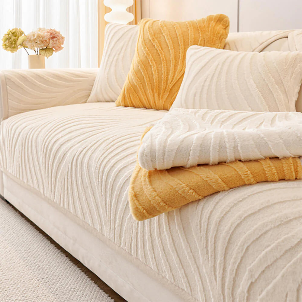 Housse de canapé antidérapante en peluche à texture ondulée douce - Image 18