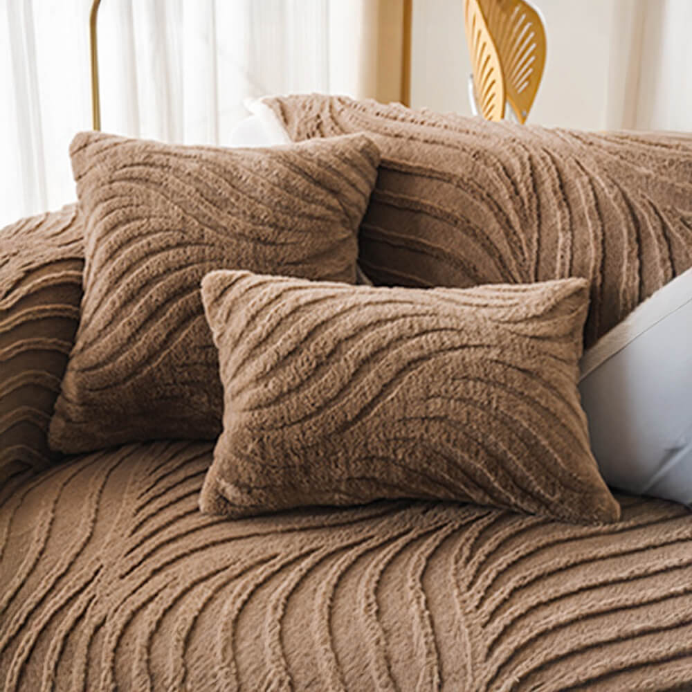 Housse de canapé antidérapante en peluche à texture ondulée douce - Image 22