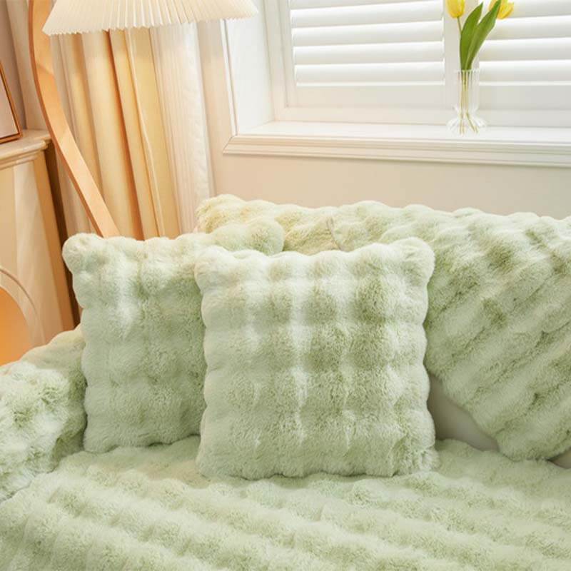 Housse de canapé antidérapante en peluche de couleur unie - Image 18