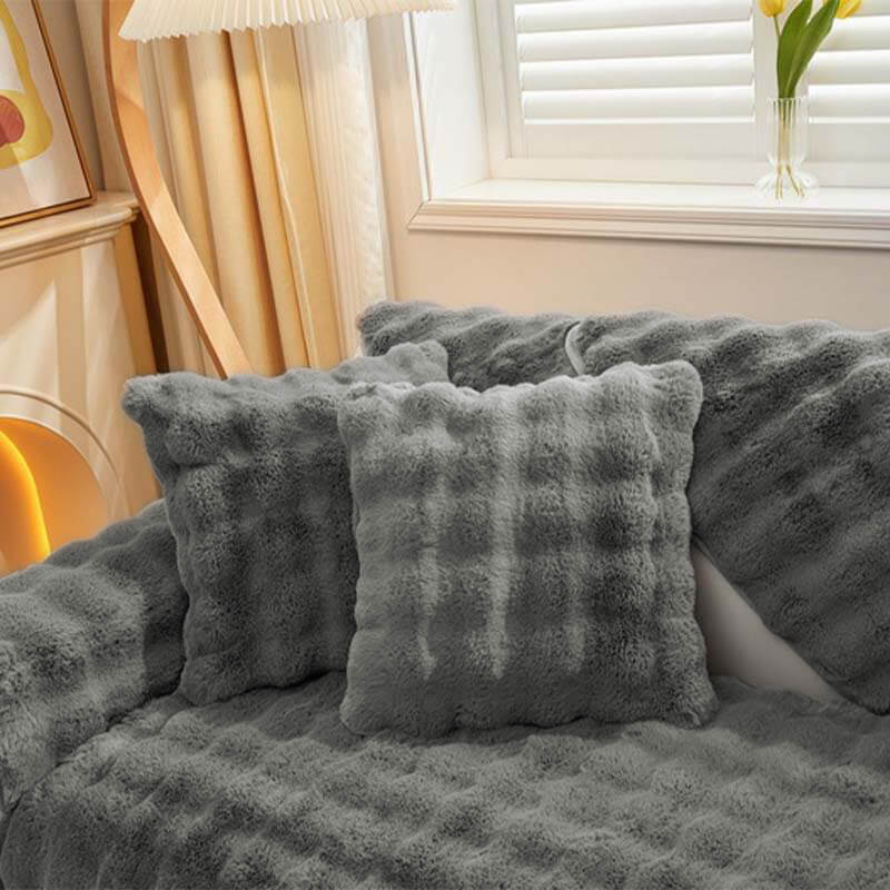 Housse de canapé antidérapante en peluche de couleur unie - Image 21