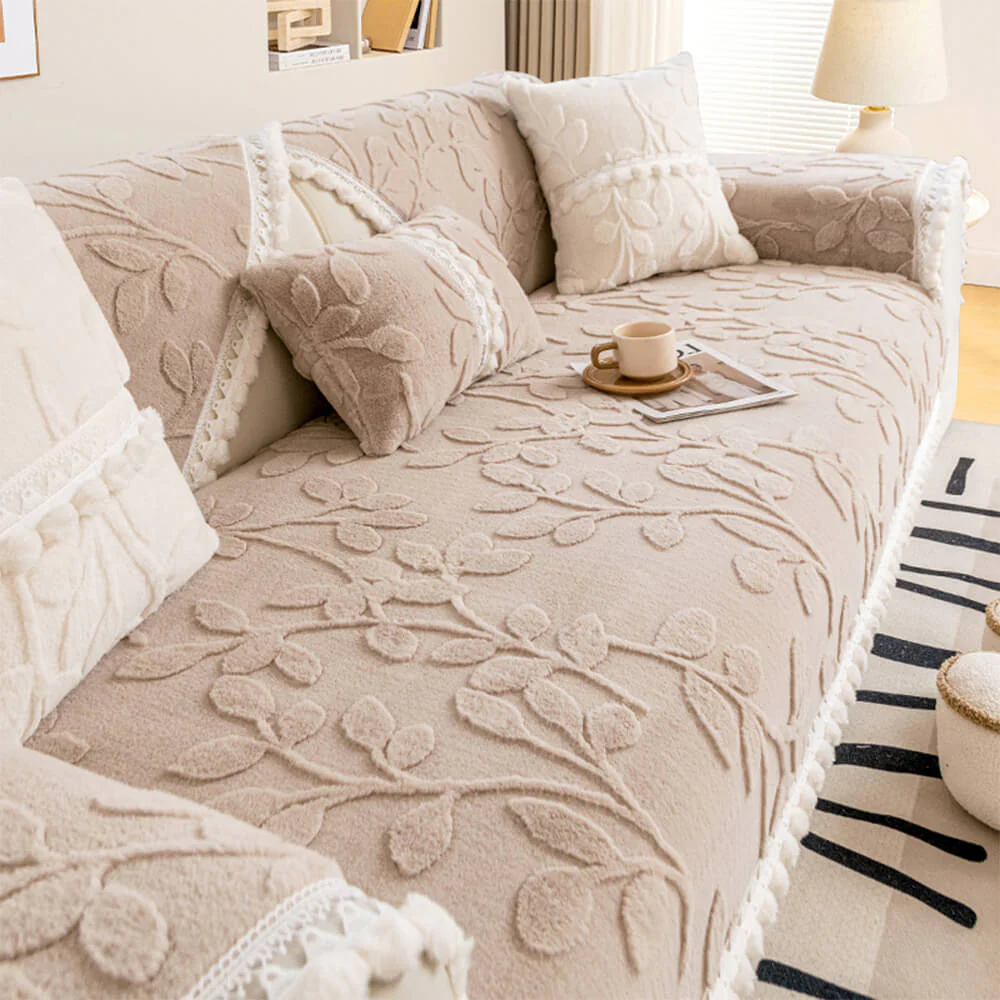 Housse de canapé antidérapante en peluche décorative élégante en jacquard de branche - Image 12
