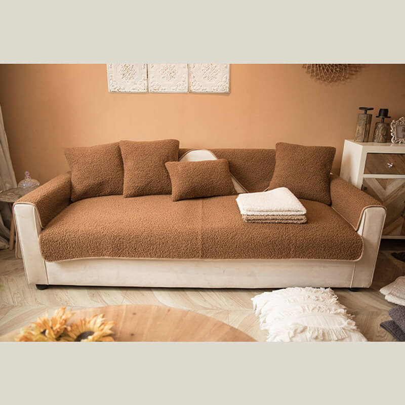 Housse de canapé antidérapante en polaire chaude - Image 13