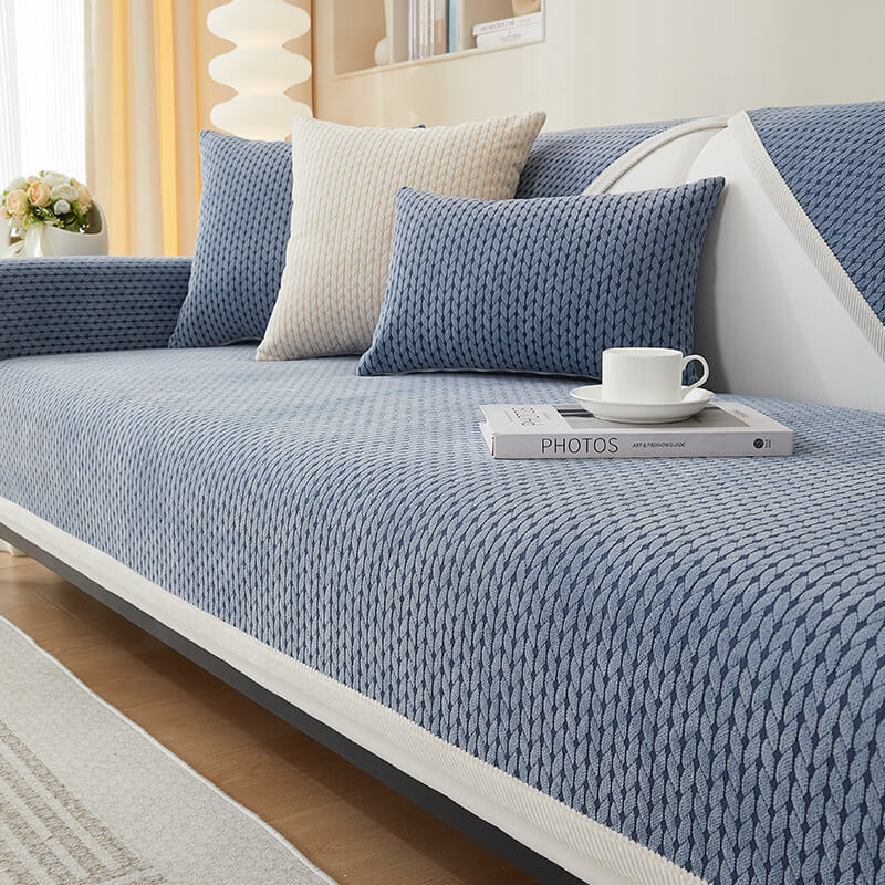 Housse de canapé en chenille à motif d'épis de blé - Image 9
