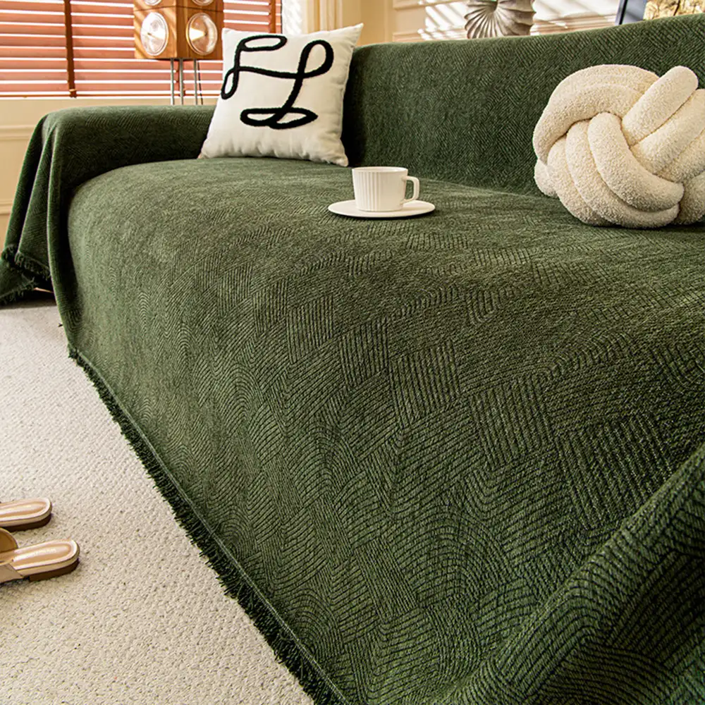 Housse de canapé en chenille à motif ligneux, confortable et résistante aux éraflures - Image 10