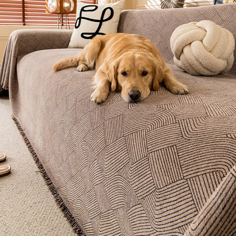 Housse de canapé en chenille à motif ligneux, confortable et résistante aux éraflures - Image 3