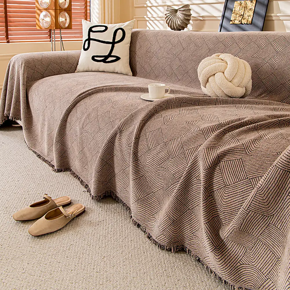 Housse de canapé en chenille à motif ligneux, confortable et résistante aux éraflures - Image 4