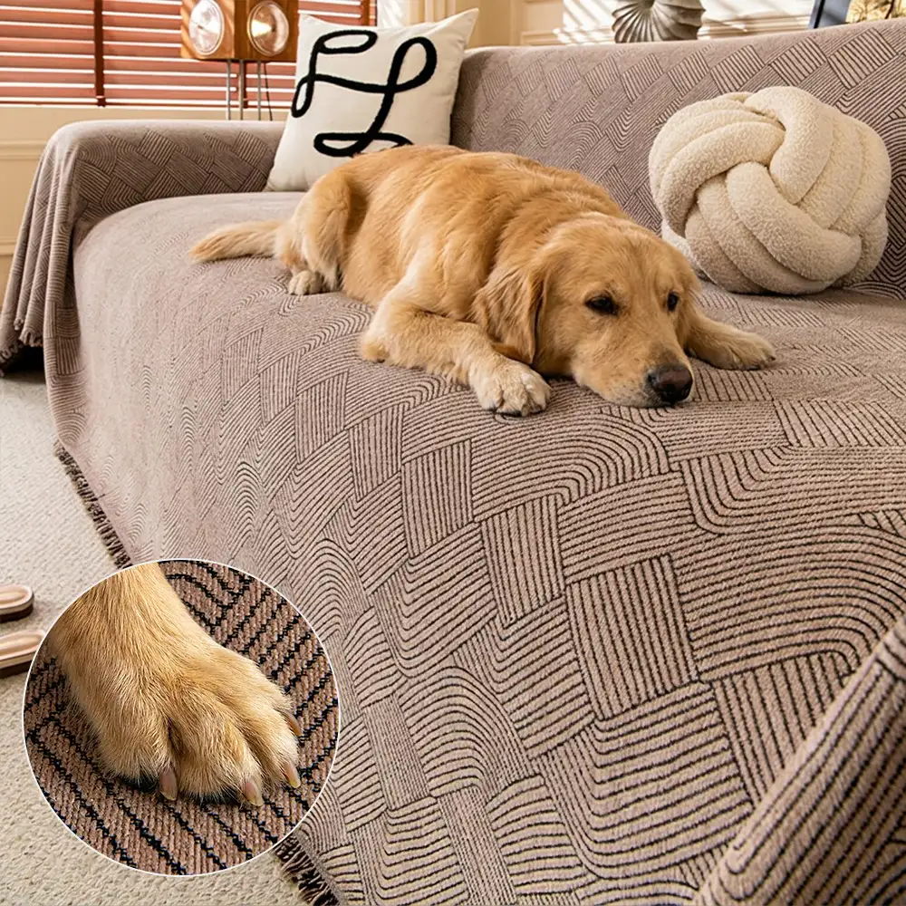 Housse de canapé en chenille à motif ligneux, confortable et résistante aux éraflures - Image 7