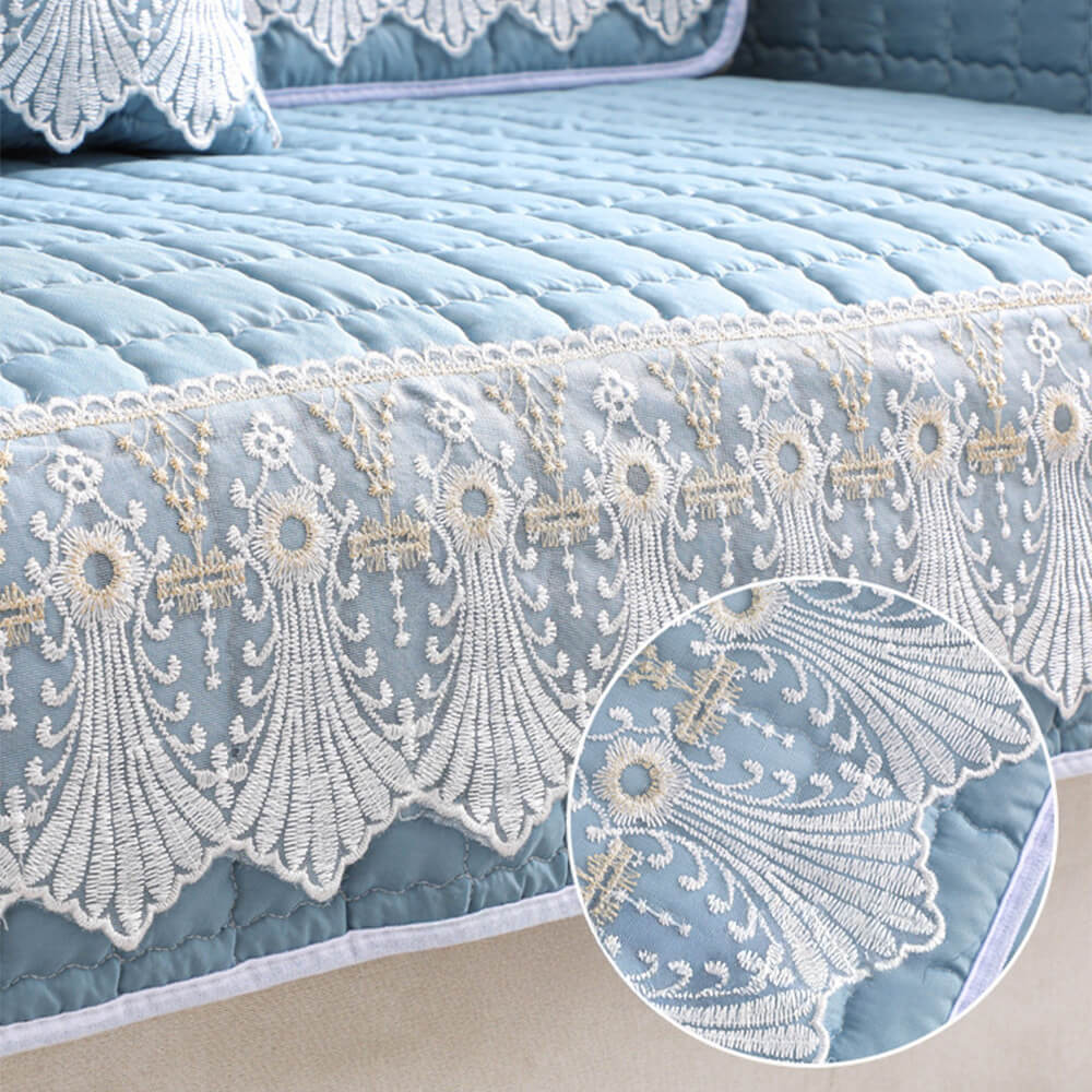 Housse de canapé en dentelle brodée matelassée de luxe antidérapante - Image 7