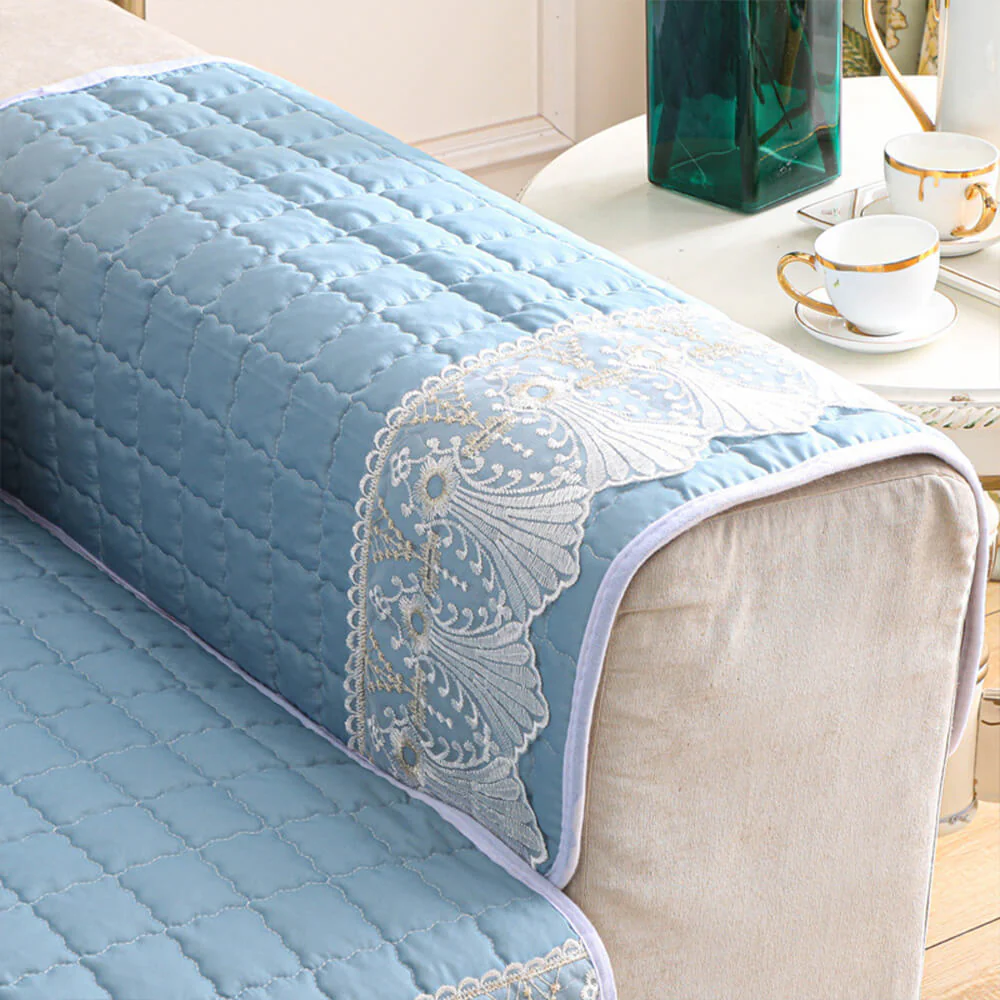 Housse de canapé en dentelle brodée matelassée de luxe antidérapante - Image 8