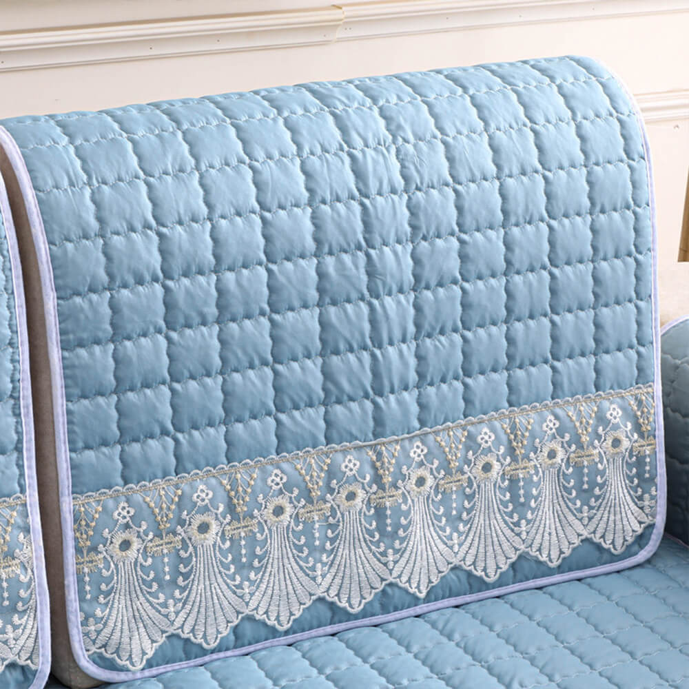 Housse de canapé en dentelle brodée matelassée de luxe antidérapante - Image 9