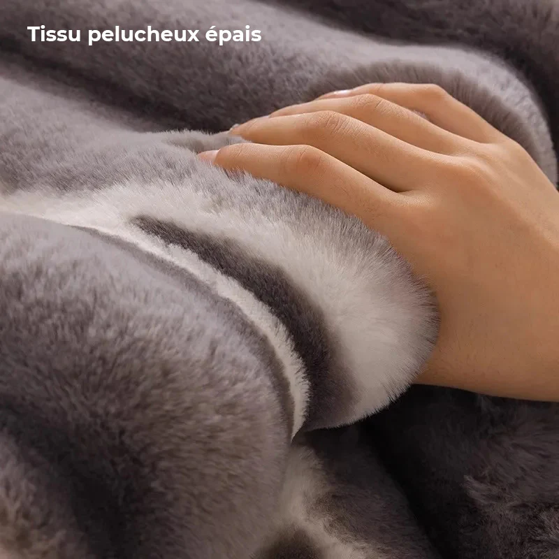Housse de canapé en peluche à rayures de couleur dégradée - Image 6