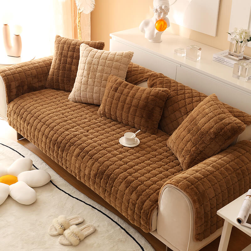 Housse de canapé en peluche antidérapante en forme de biscuit - Image 3