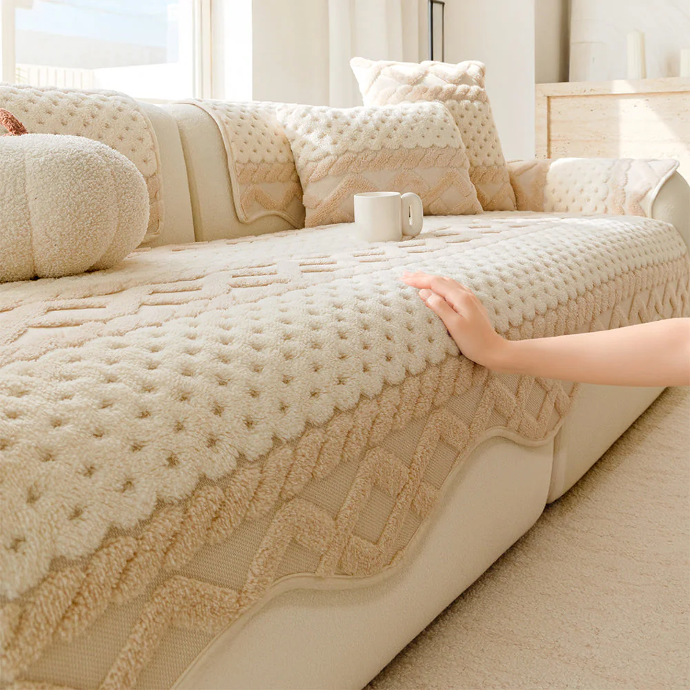 Housse de canapé en peluche confortable, douce pour la peau, antidérapante. - Image 11