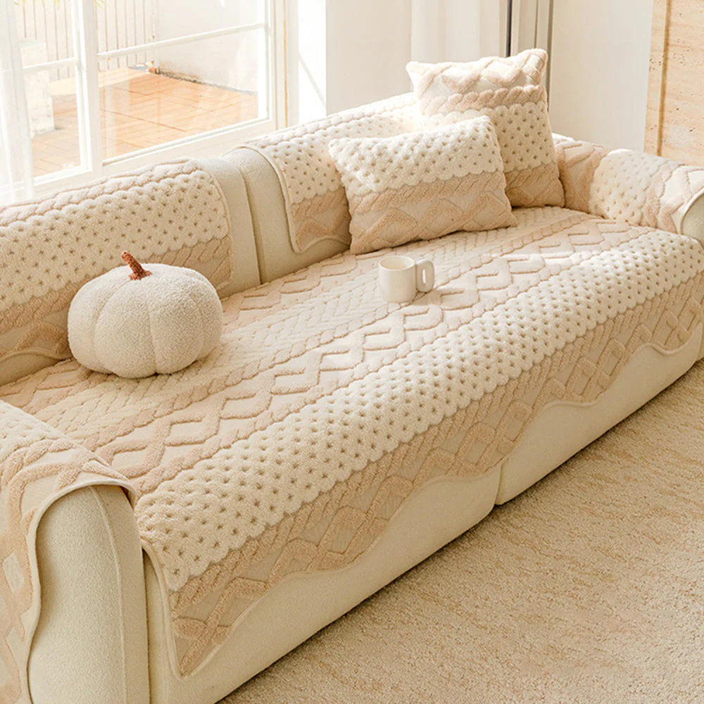 Housse de canapé en peluche confortable, douce pour la peau, antidérapante. - Image 13