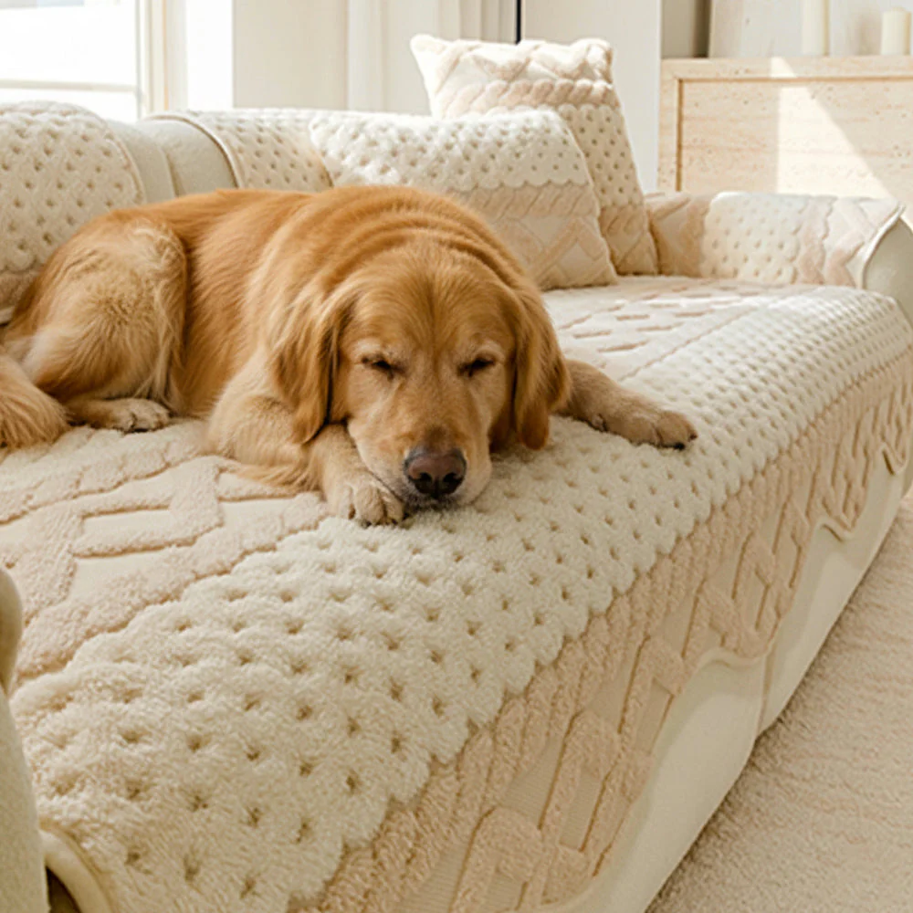 Housse de canapé en peluche confortable, douce pour la peau, antidérapante. - Image 3