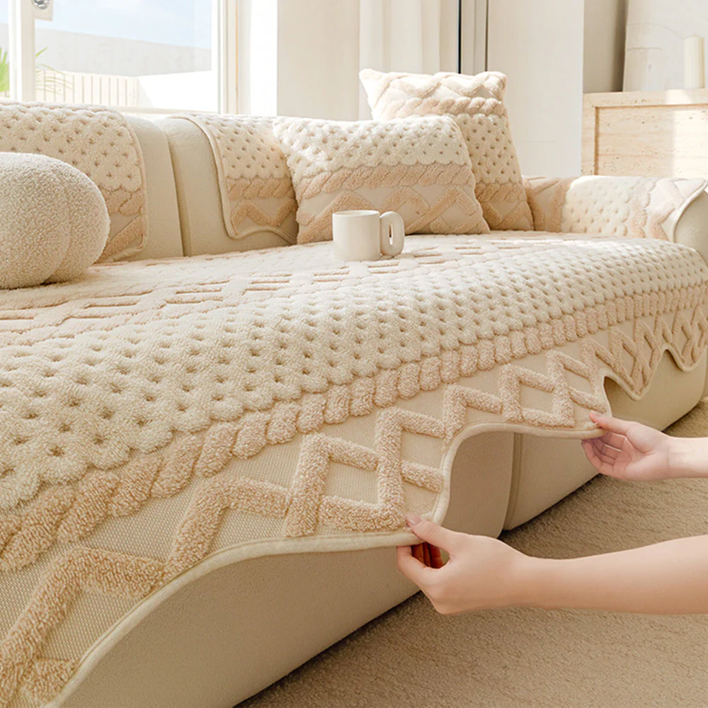 Housse de canapé en peluche confortable, douce pour la peau, antidérapante. - Image 4